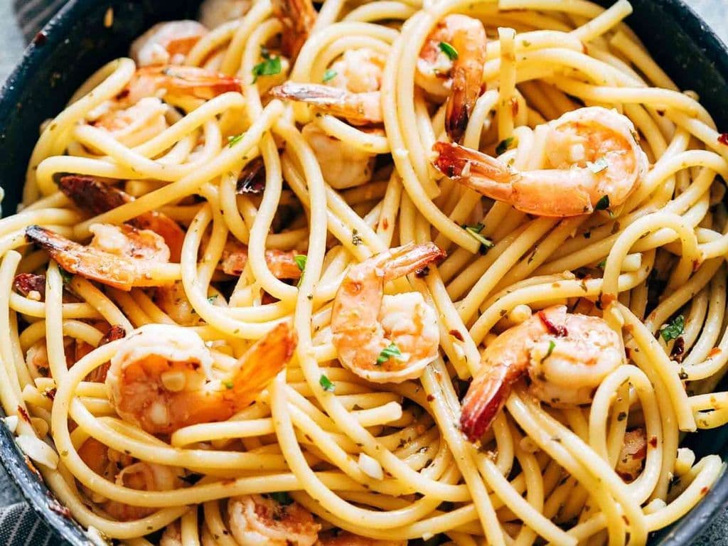 Gamberi Aglio e Olio (Family Tray)