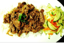 54. Satay Beef on Steamed Rice