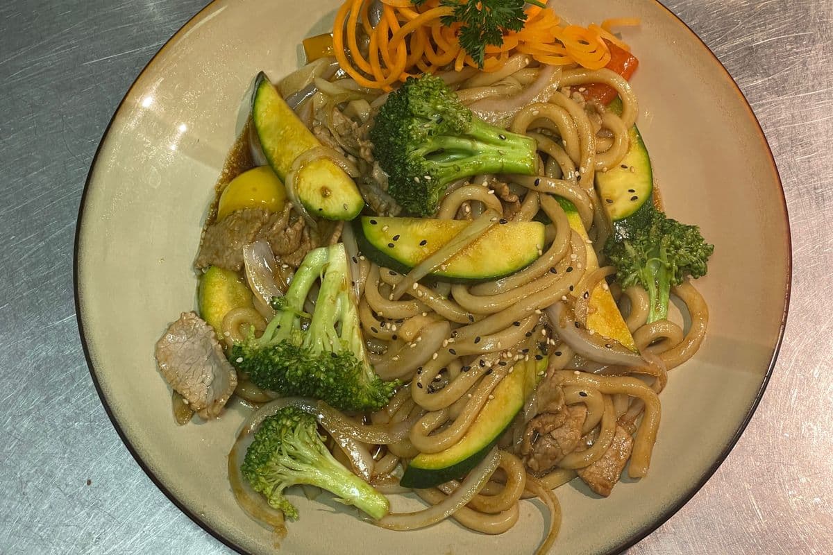 Pan-Fried Beef Udon Noodles