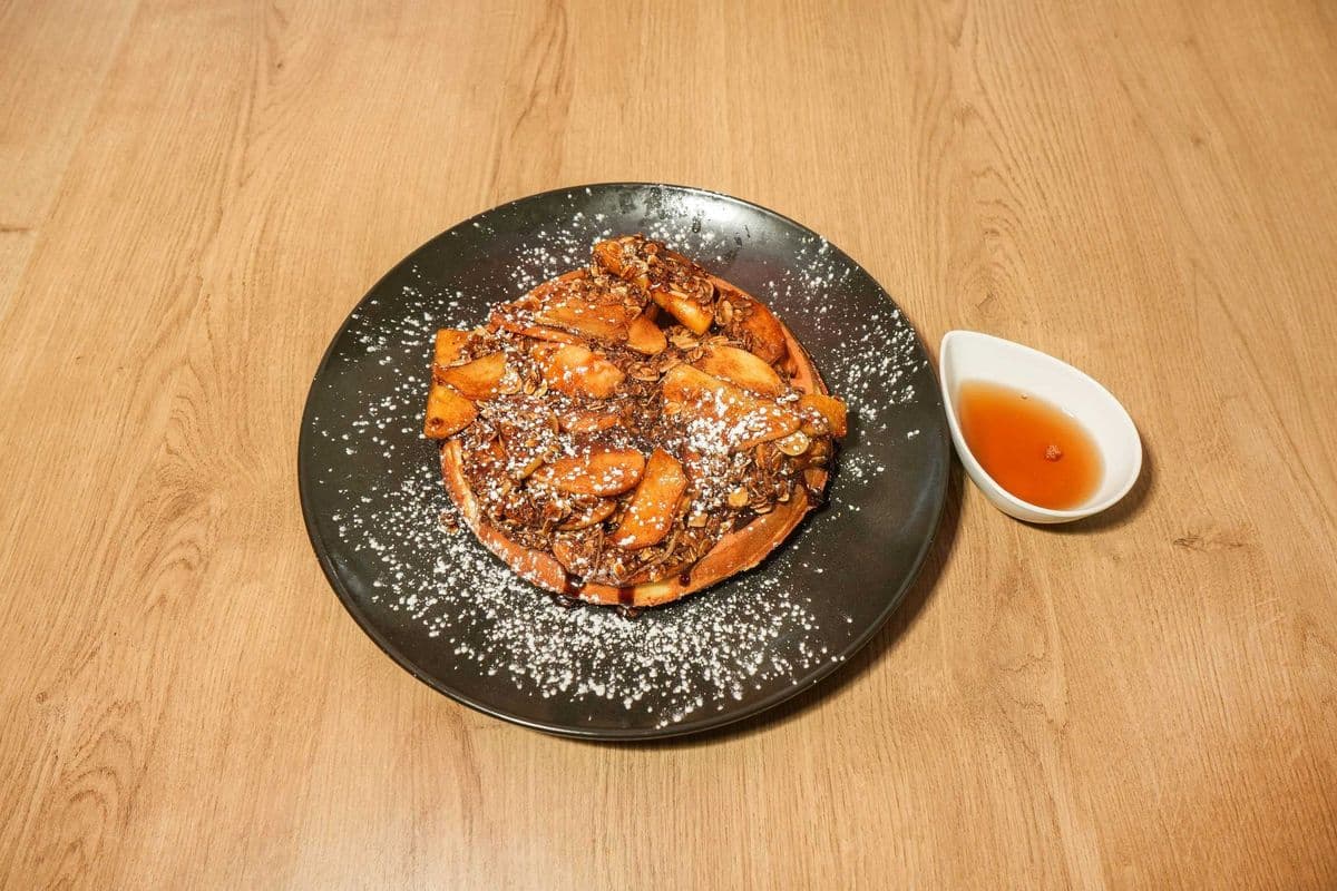 Warm Apple Cinnamon crumble waffle