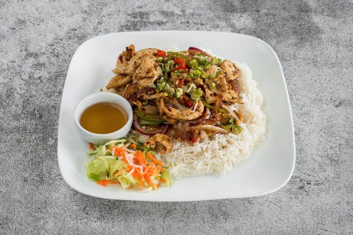 47. Rice with Lemon Grass Chicken or Beef