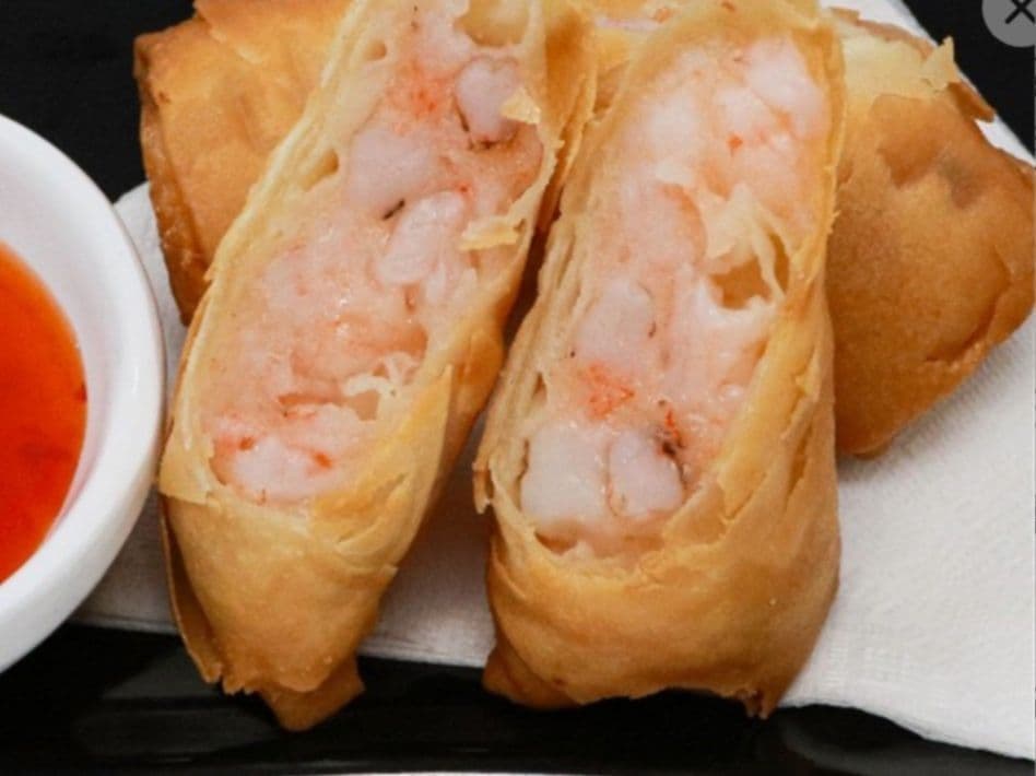 S12 Rouleaux de printemps aux crevettes frites (3) 獨家自製炸鮮蝦春捲