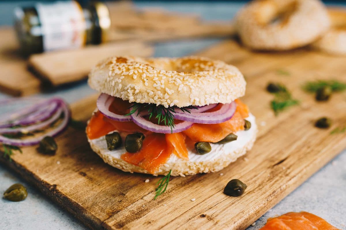 Lox and Cream Cheese Sandwich