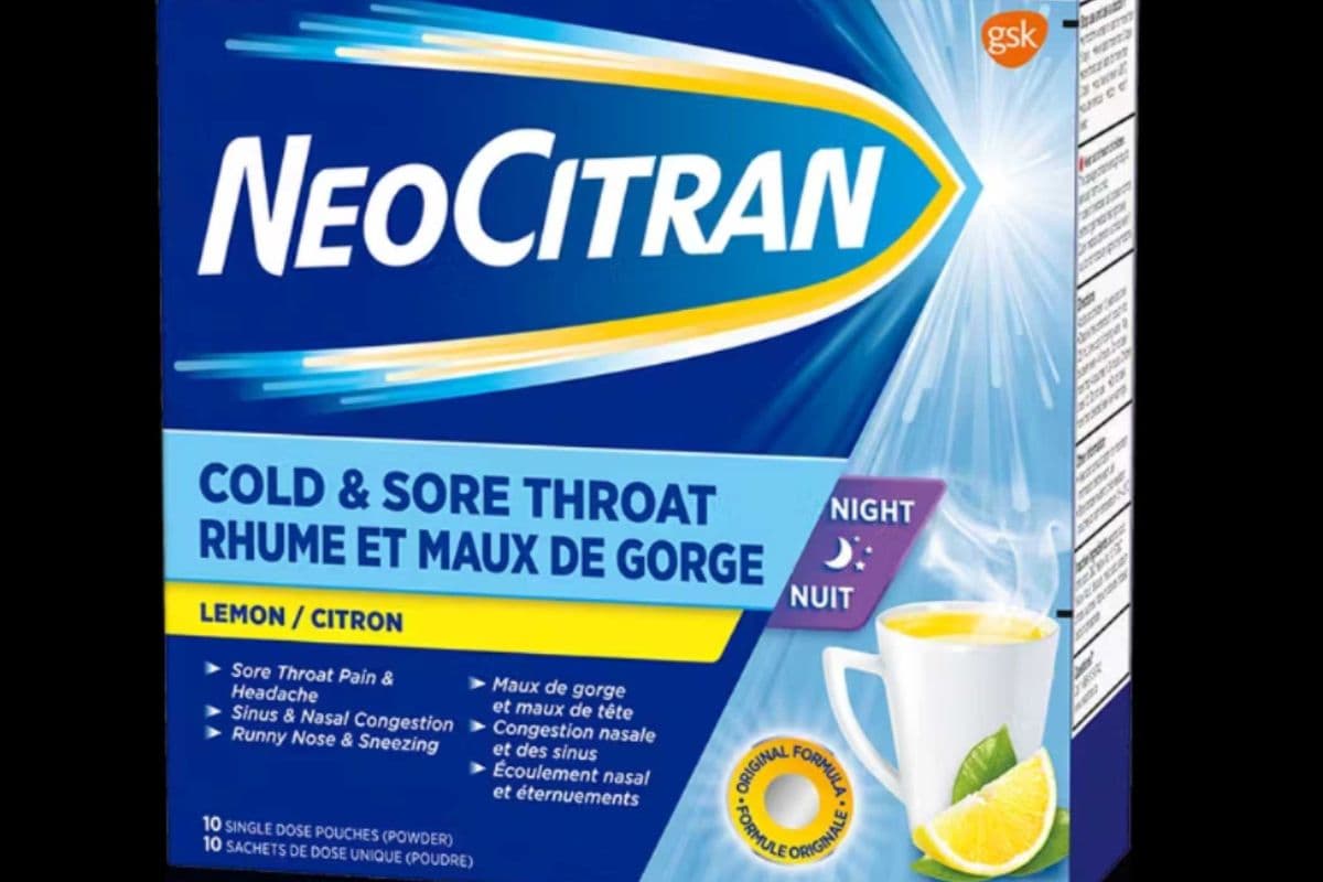 NeoCitran - Cold & Sore Throat - Night - Lemon Flavour