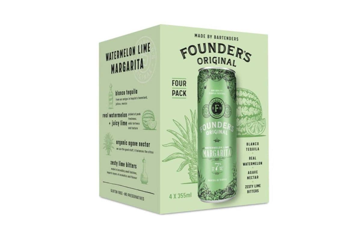 FOUNDER'S WATERMELON LIME TEQUILA MARGARITA 4 CANS (4 x 355 ML)