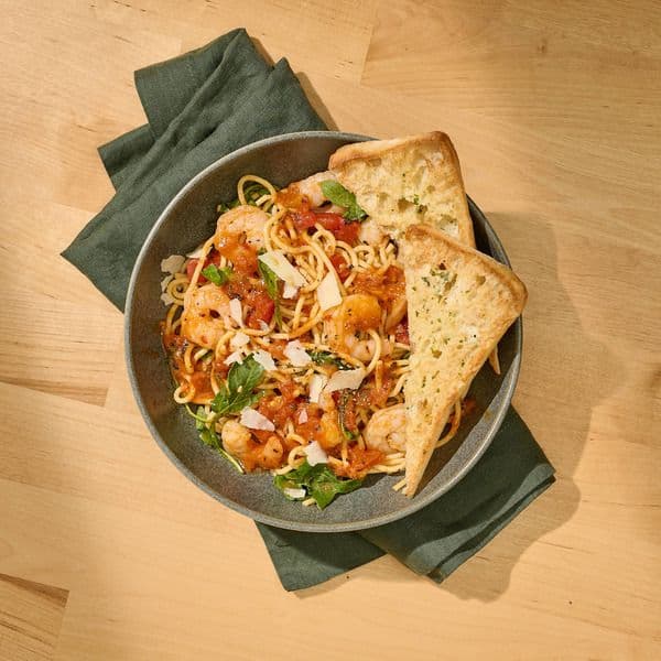 Charred Tomato & Garlic Prawn Pasta