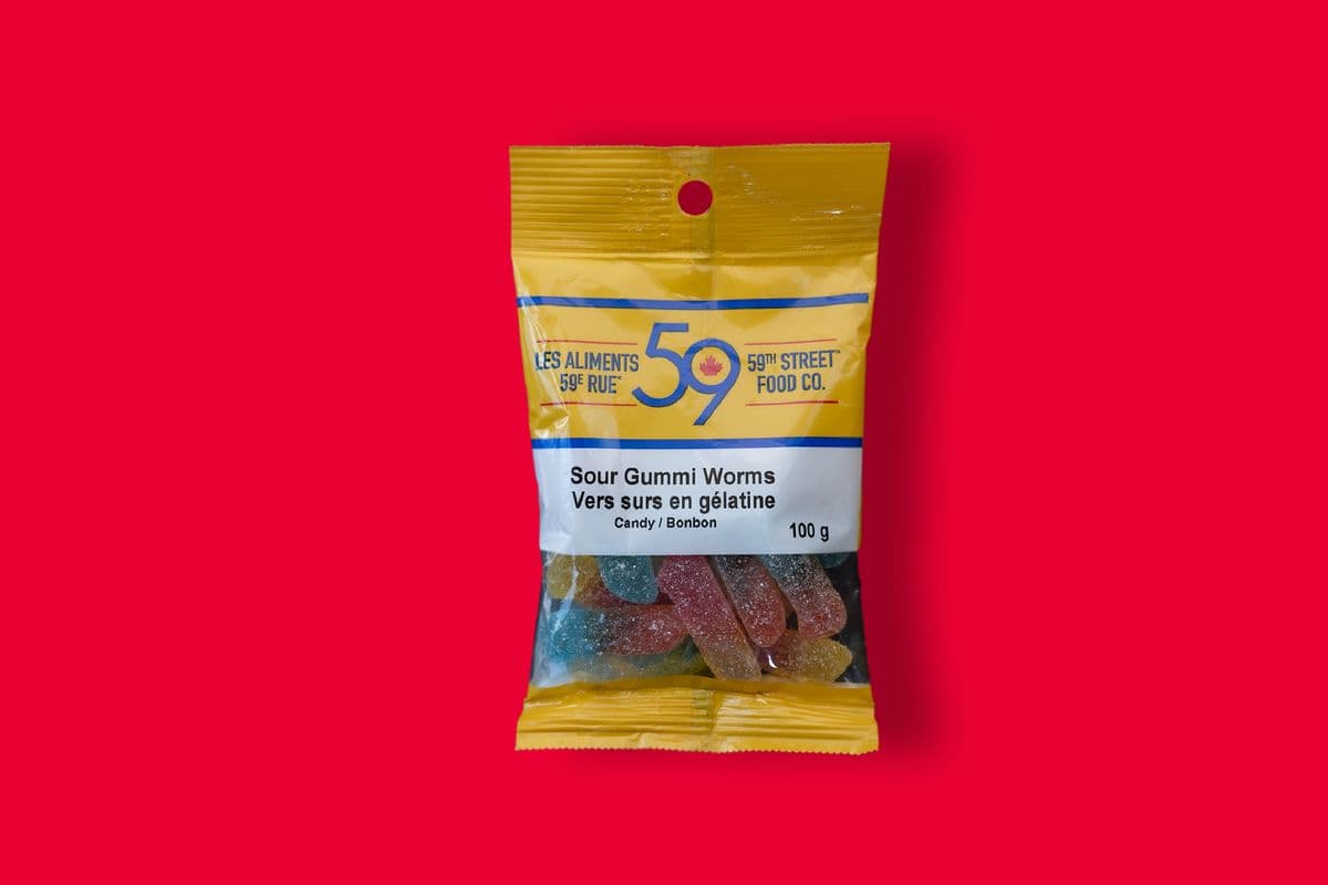 59th Street Gummi Sour Neon Worms (100g) - 77162