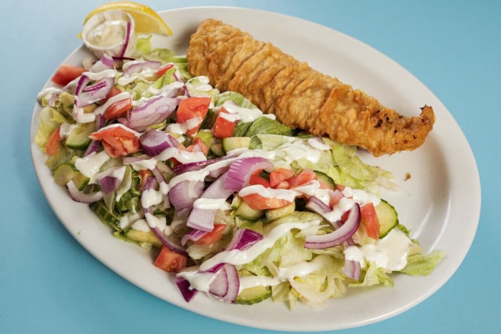 One Piece Cod and Salad