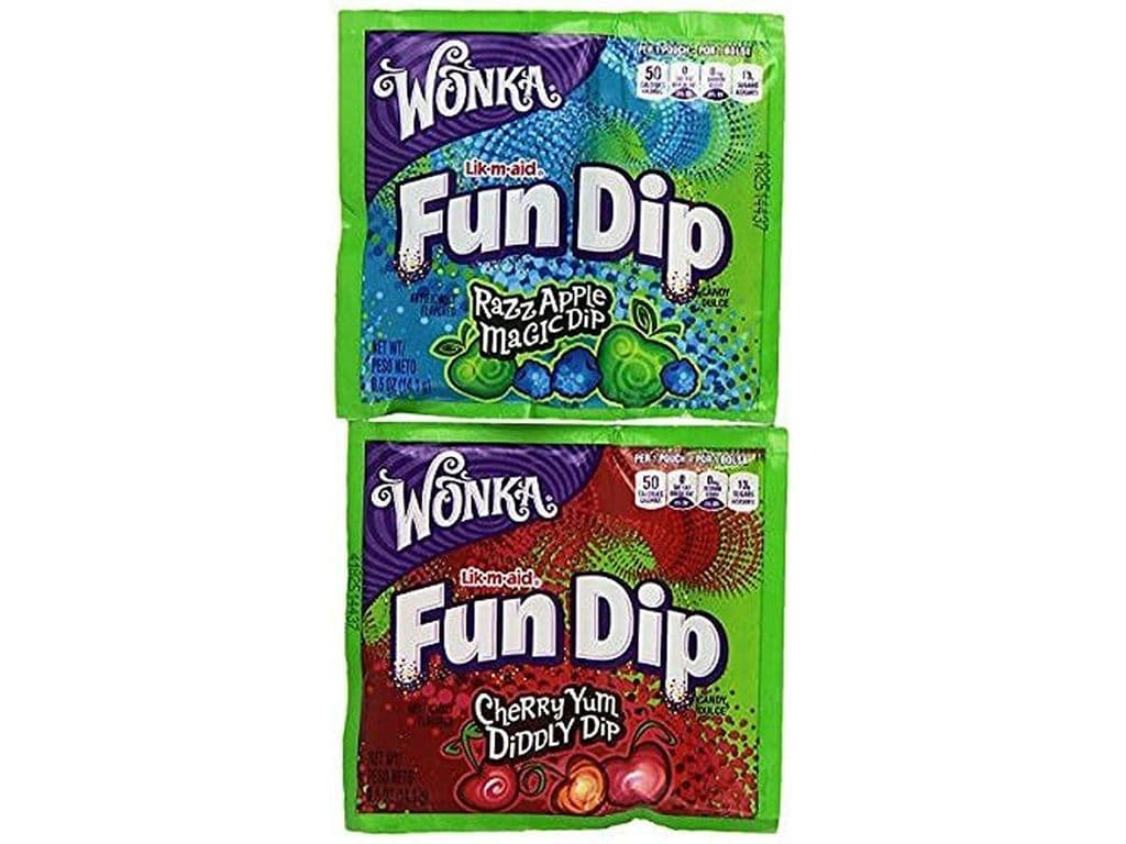 Wonka Fun Dip 12.1g Powder Candy with Dip Stick (1 Sachet of Either Blue Razz Apple OR Cherry Yum)