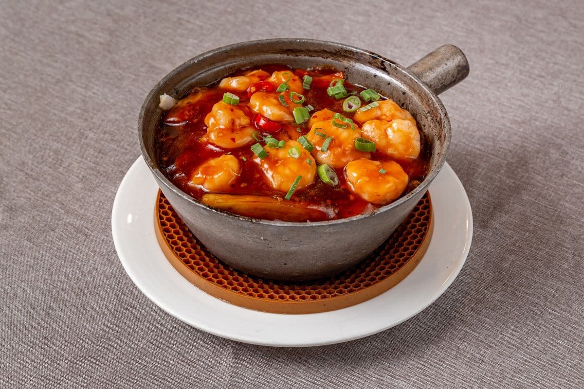 Spicy Eggplant with Shrimp in Hot Pot