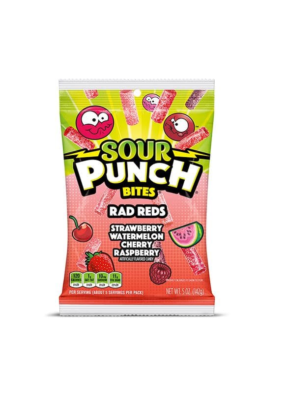 Sour Punch Bites-Rad Reds (Strawberry. Watermelon. Cherry. Raspberry)