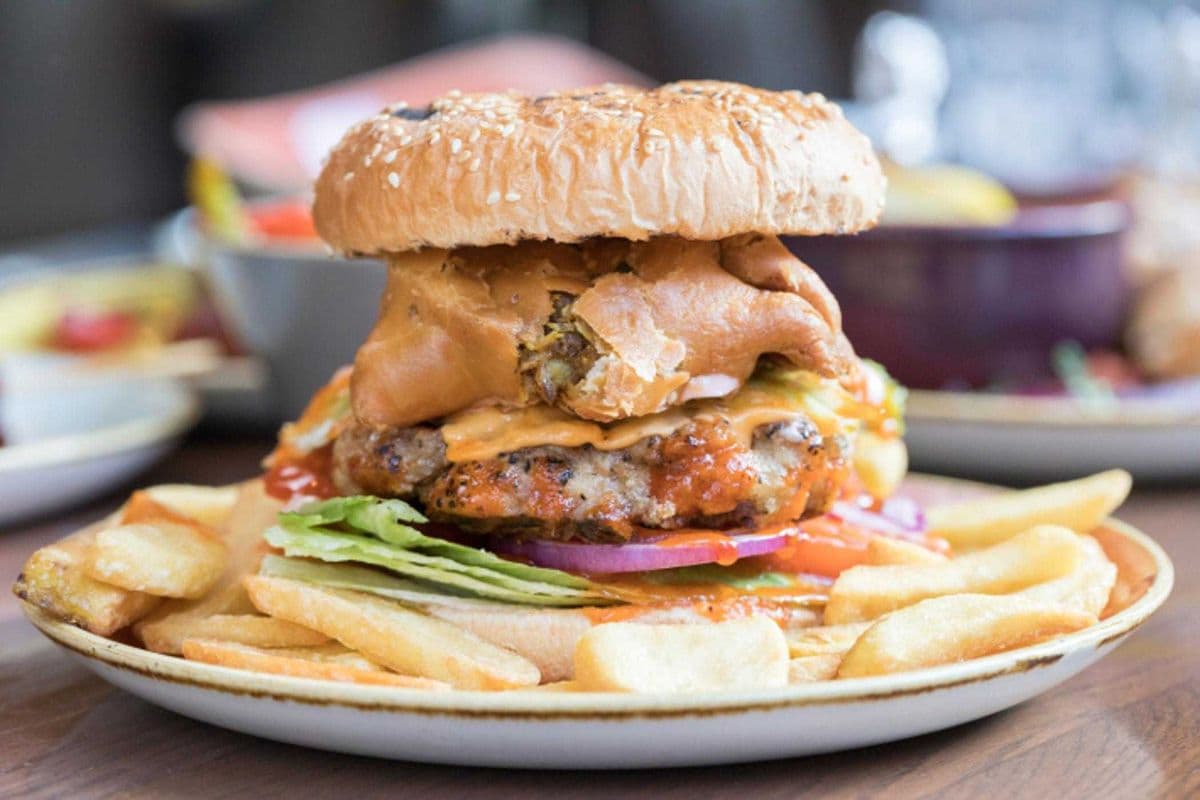 Samosa Burger with Fries
