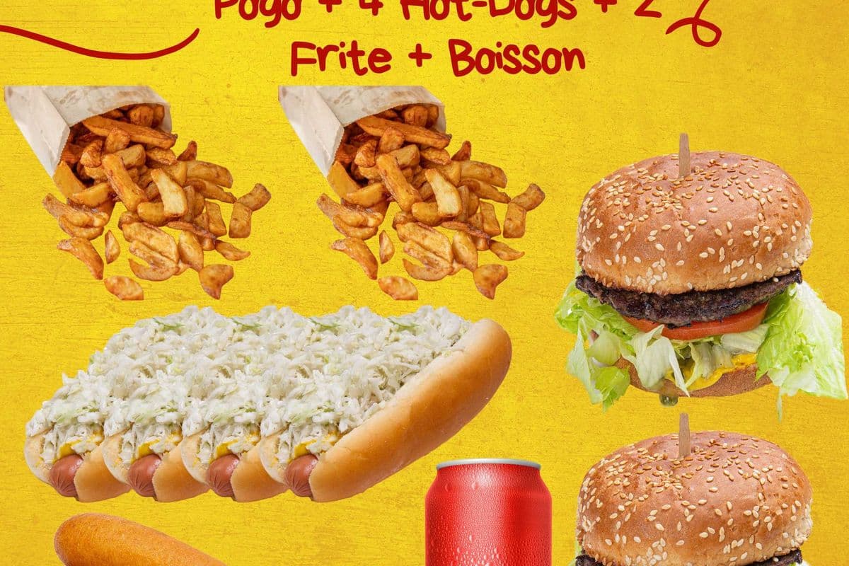 2 CheeseBurgers + 2 Pogo + 4 Hot-Dogs + 2 Frites + Boisson