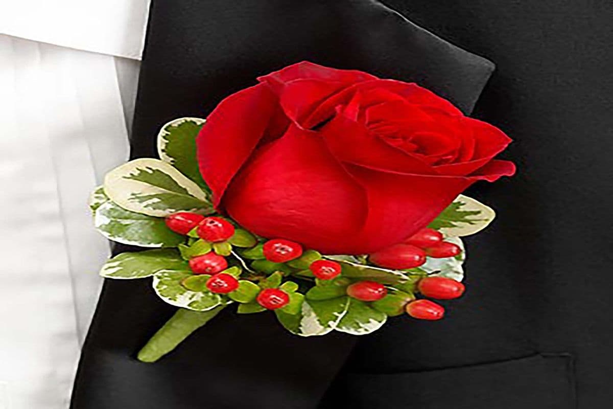 All Red Rose Boutonnier