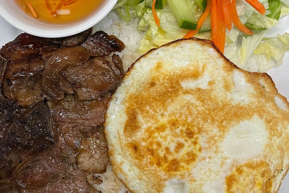82. Rice with Pork Chop and Two Eggs