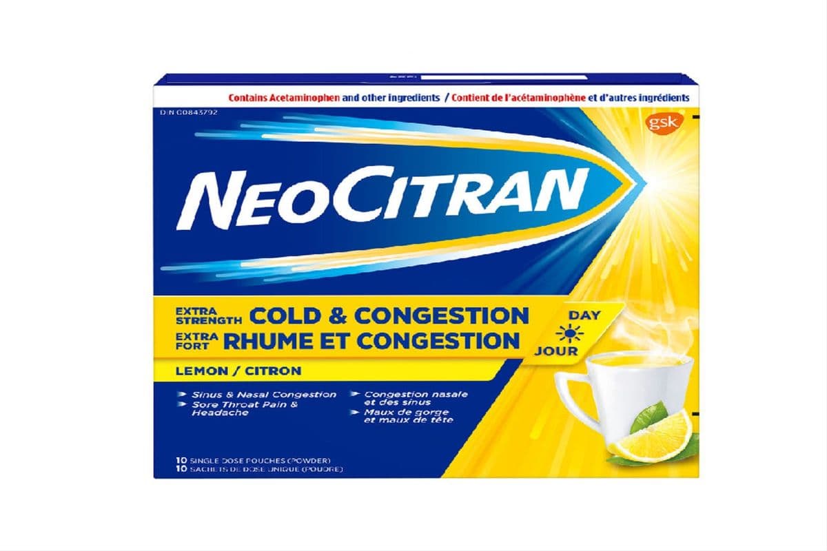 NeoCitran Ultra Strength Cold and Congestion Day Lemon (10's)