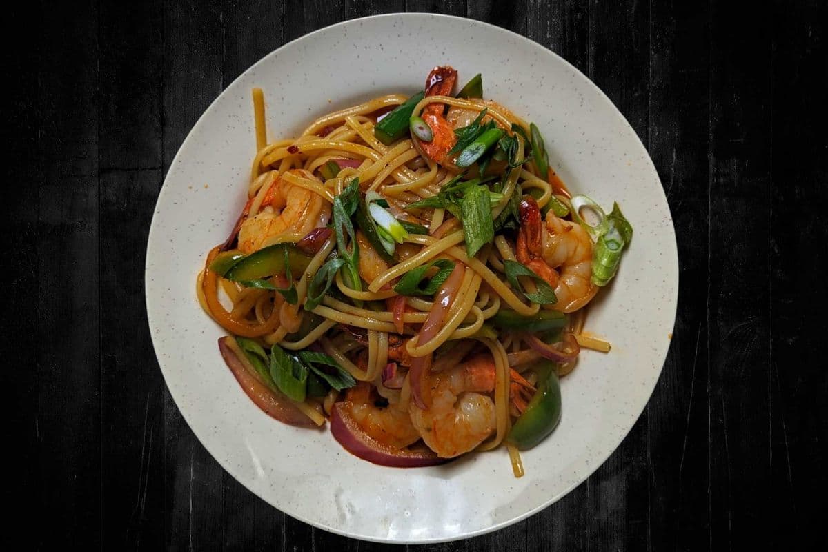 Spicy Maple Tiger Shrimp Pasta