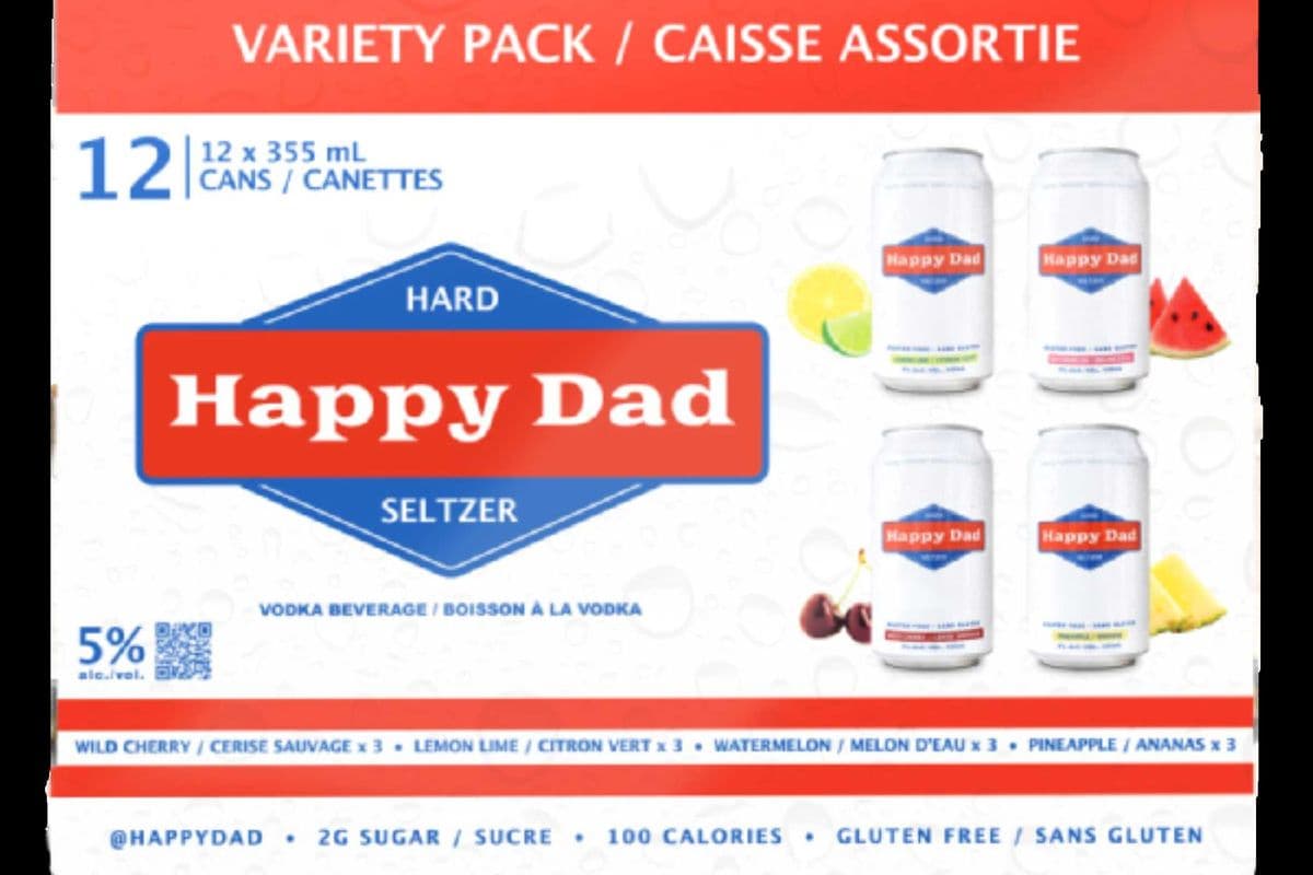 Happy Dad Hard Seltzer Variety Pack (12 x 355 ml cans)