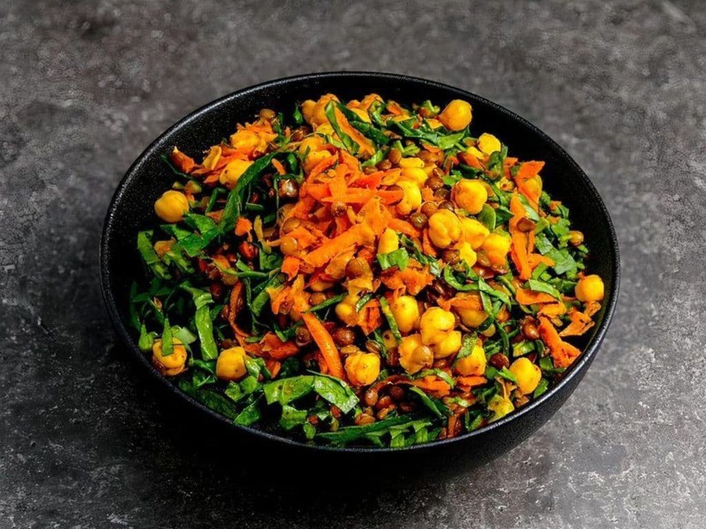 Spinach Lentil Chickpea Salad