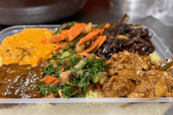 Rice and Chicken + Four Veg. Curries