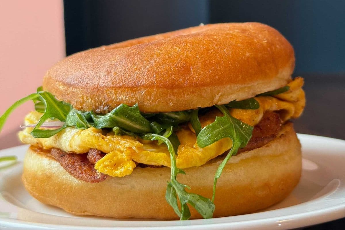 Fried egg & bacon doughnut sandwich