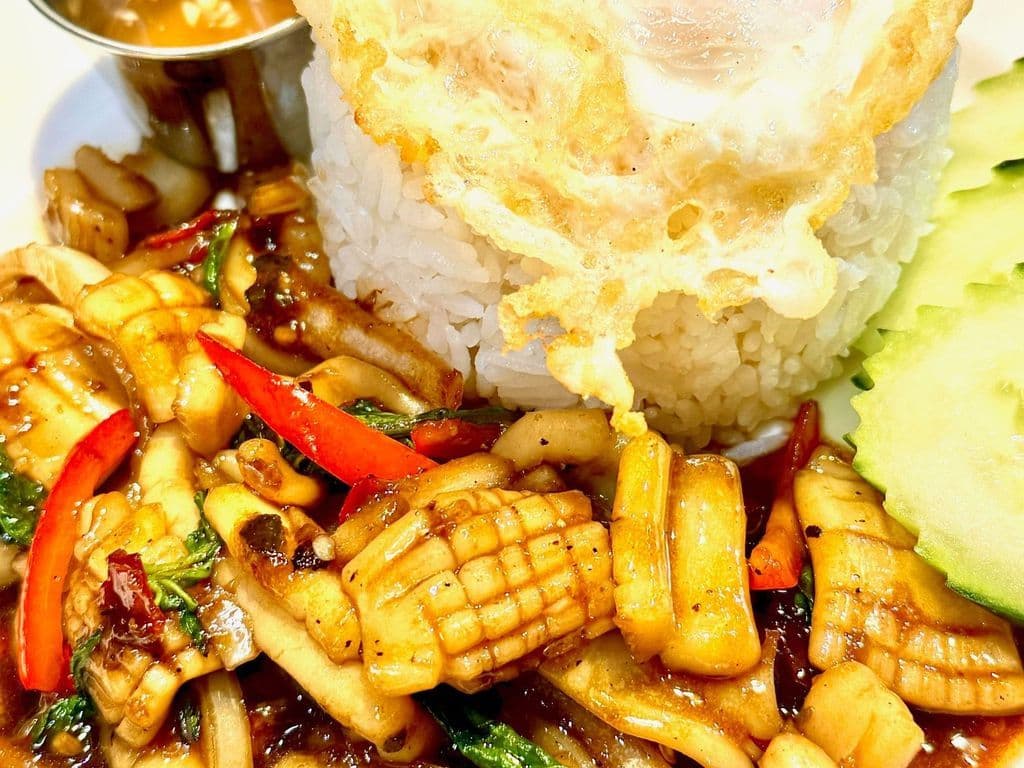 *NEW* Pla-Muek (Squid) Pad Gra Pao (Holy Basil Stir Fry)