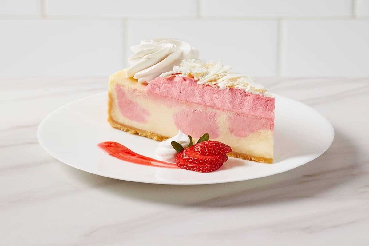 Cheesecake Factory -- Strawberries and Cream cheesecake slice