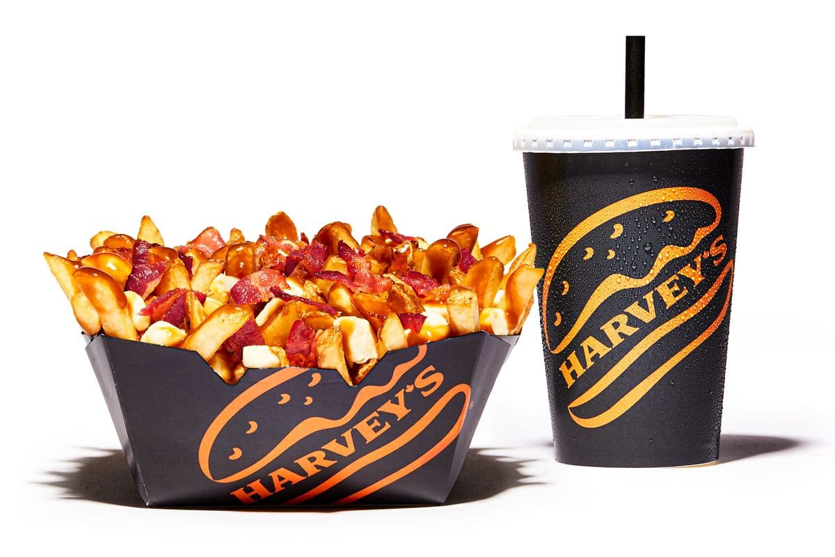 Large Bacon Double Cheese Poutine with 20 oz Soft Drink