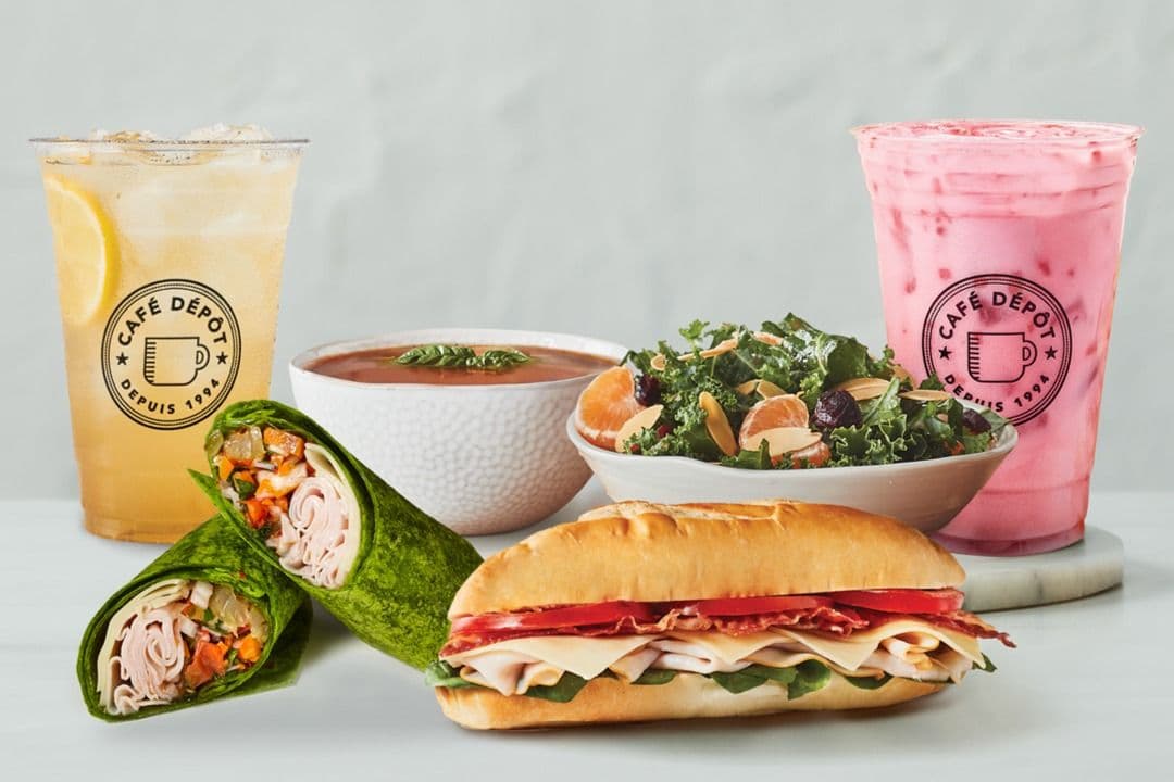 Combo 2 sandwichs, 2 soupes ou salades et 2 thés glacés / Combo with 2 sandwiches, 2 soups or salads and 2 iced teas