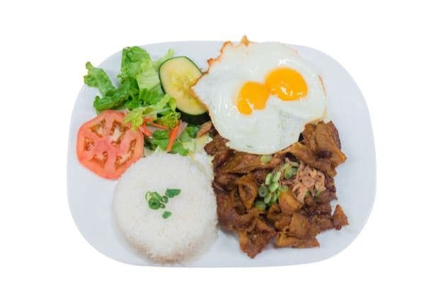 R7. Grilled Lemongrass Pork &Fried Egg Rice-燒豬肉用香茅同炒飯醃製-Cơm Thịt Nướng Ốp La