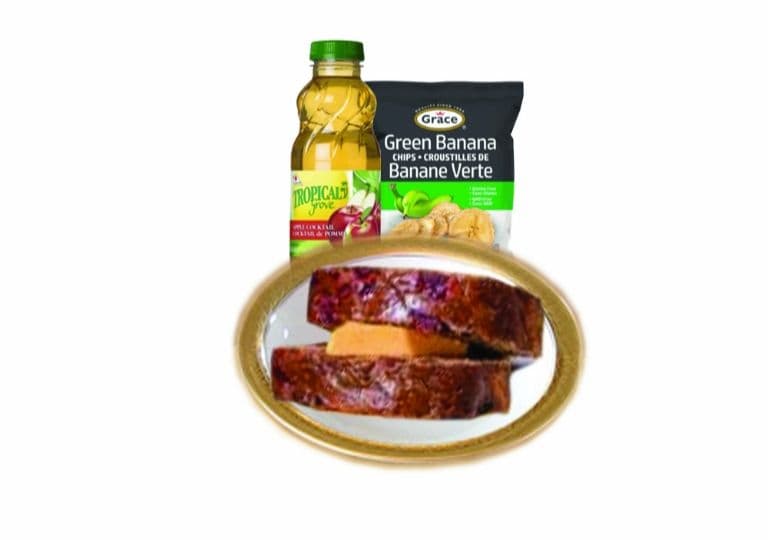 One Jamaican Bun and Cheese - Banana Chips And Apple Juice