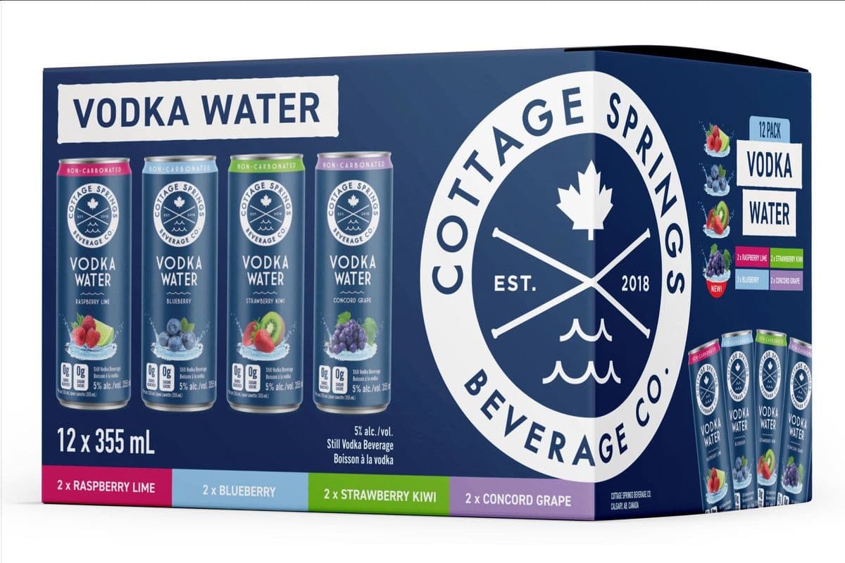 Cottage Spring Vodka Water Pack, 12x355mL Cans (1 x 355ml Cans)