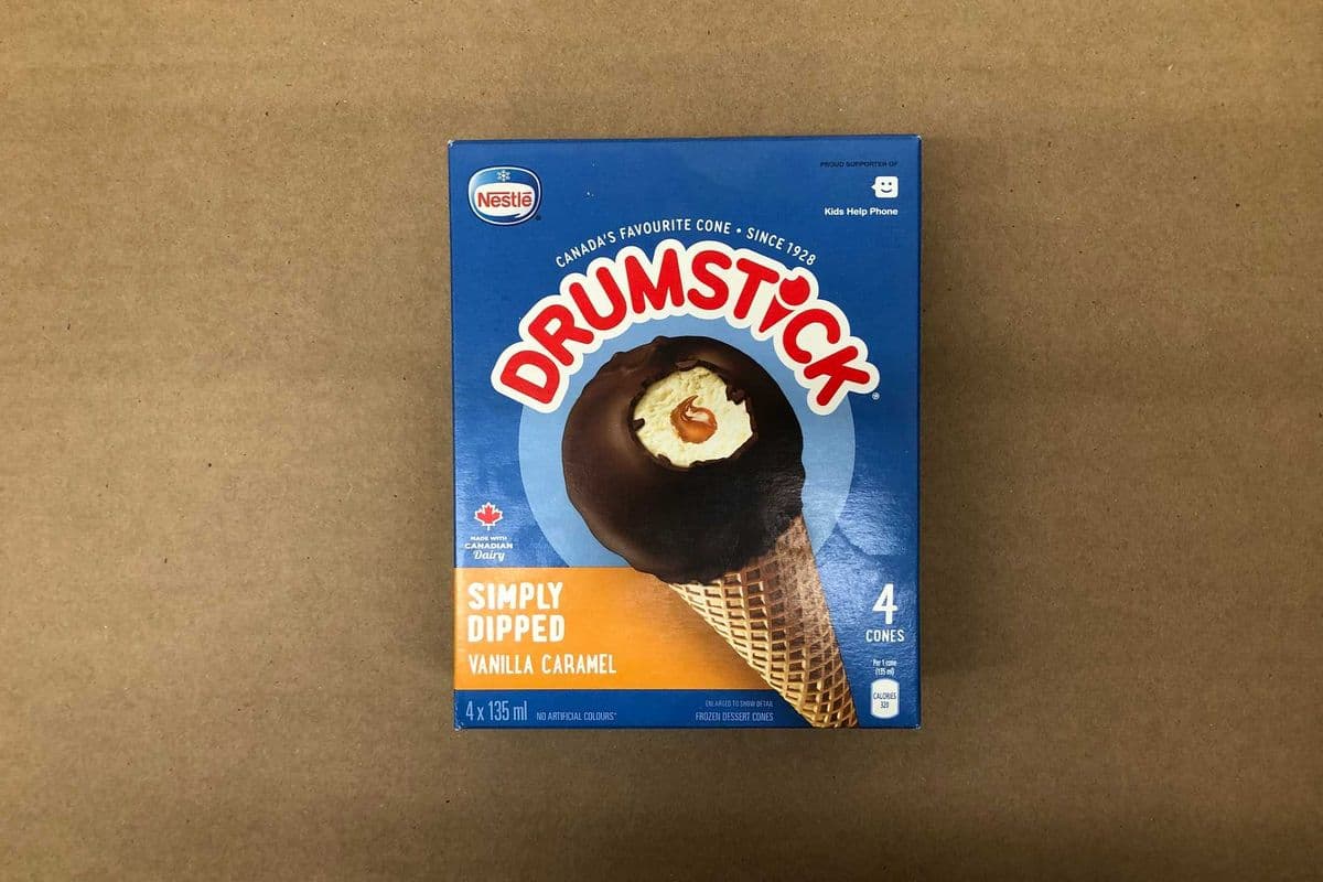 Nestle Drumstick Simply Dipped (Vanilla Caramel) Ice Cream Multi-Pack 4 x135 ml