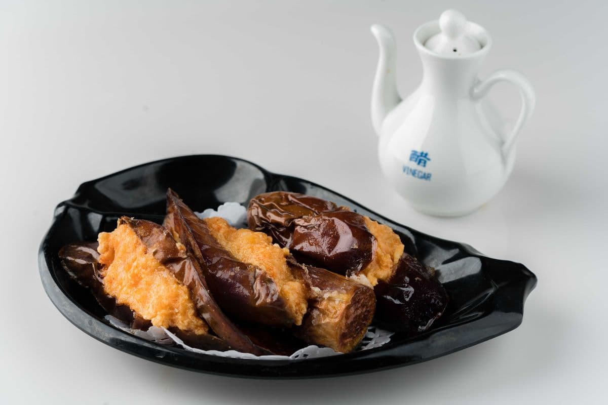 23. Deep-Fried Shrimp Stuffed Eggplant (3 pcs)