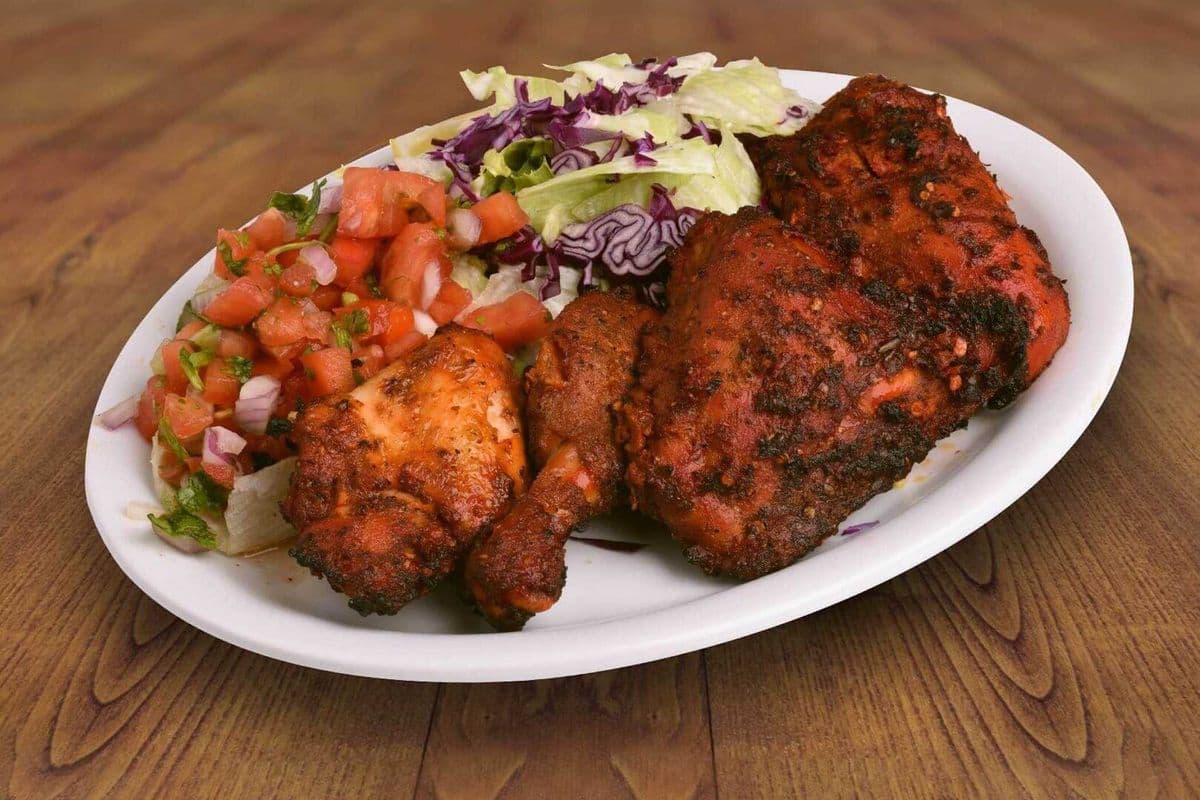 Half Chicken Kabob Salad & Naan