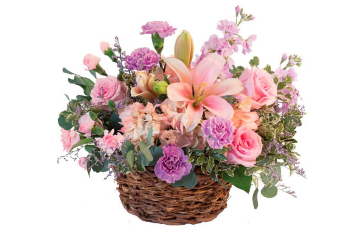 Pretty With Pinks Basket Arrangement