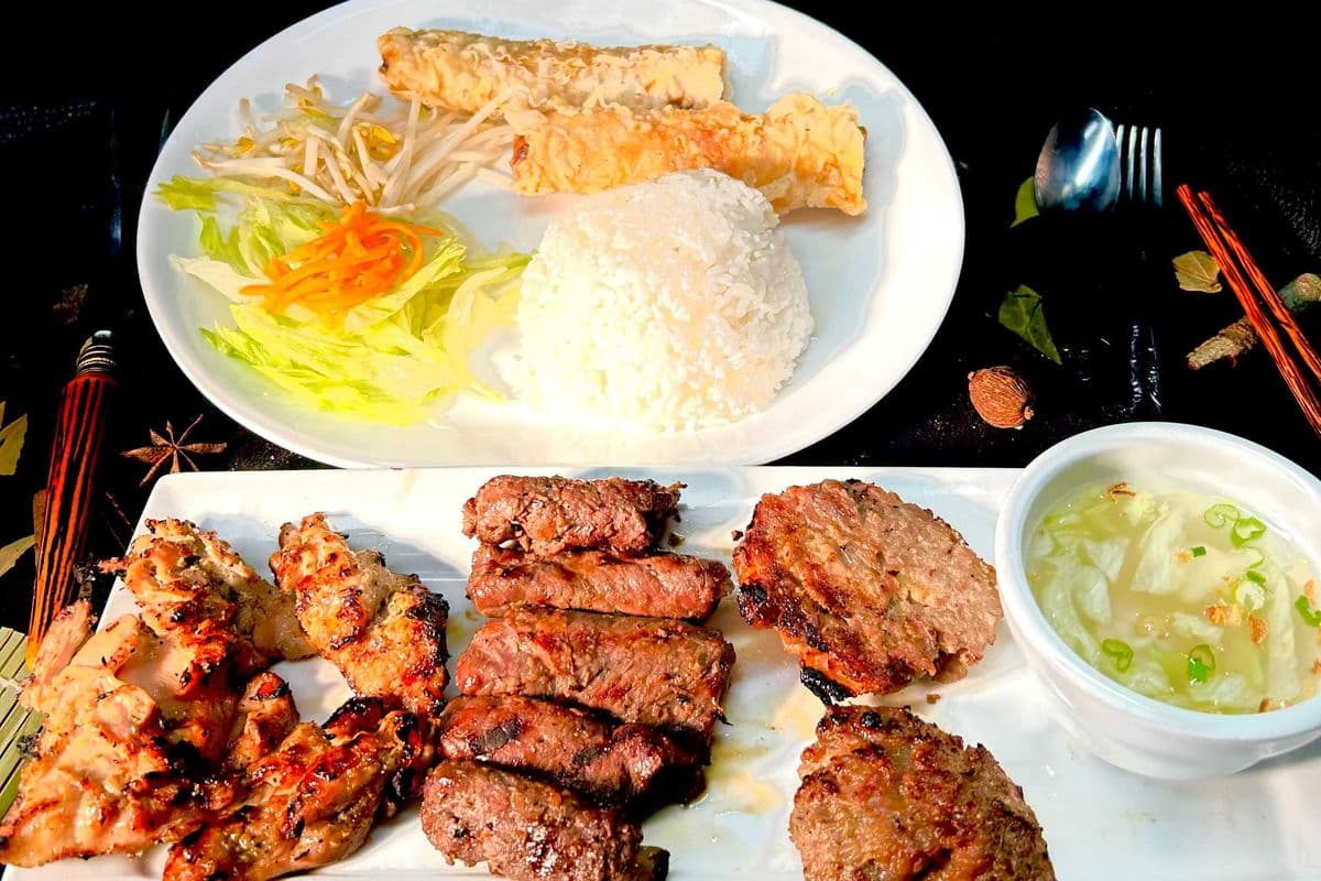#51. Thai Beef Skewer, Thai Chicken Skewer, Pork Skewer, and Spring Roll.