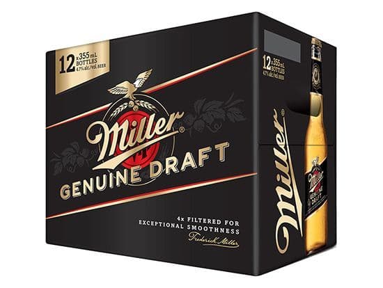 Miller Genuine Draft 12bottle, 355mL domestic (4.7% ABV)