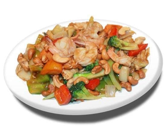 55. Poulet et crevettes avec noix de cajou avec riz / Cashew Chicken and Shrimps with rice / 腰鸡虾