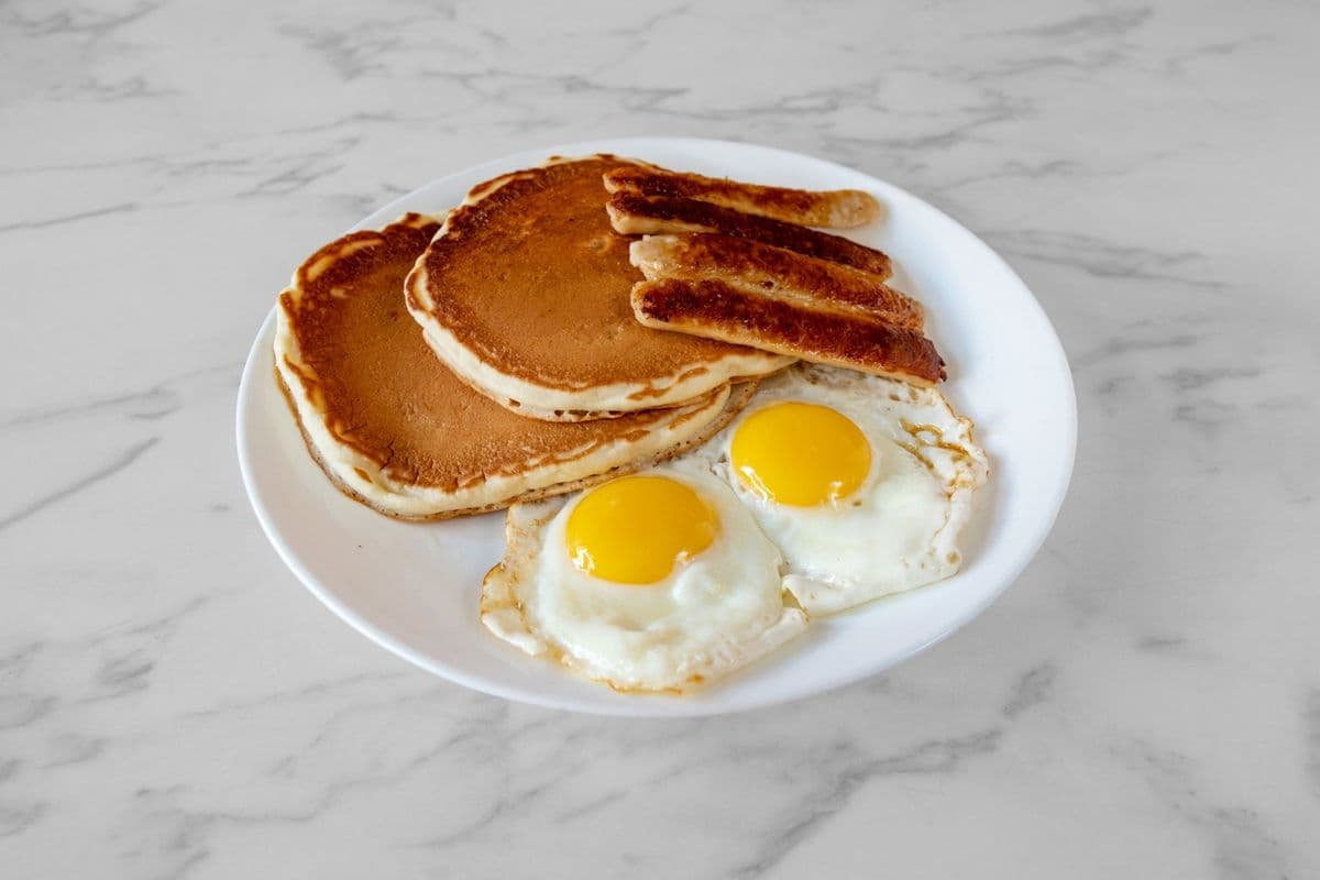 Two Pancakes, Three sausages, and Two Eggs