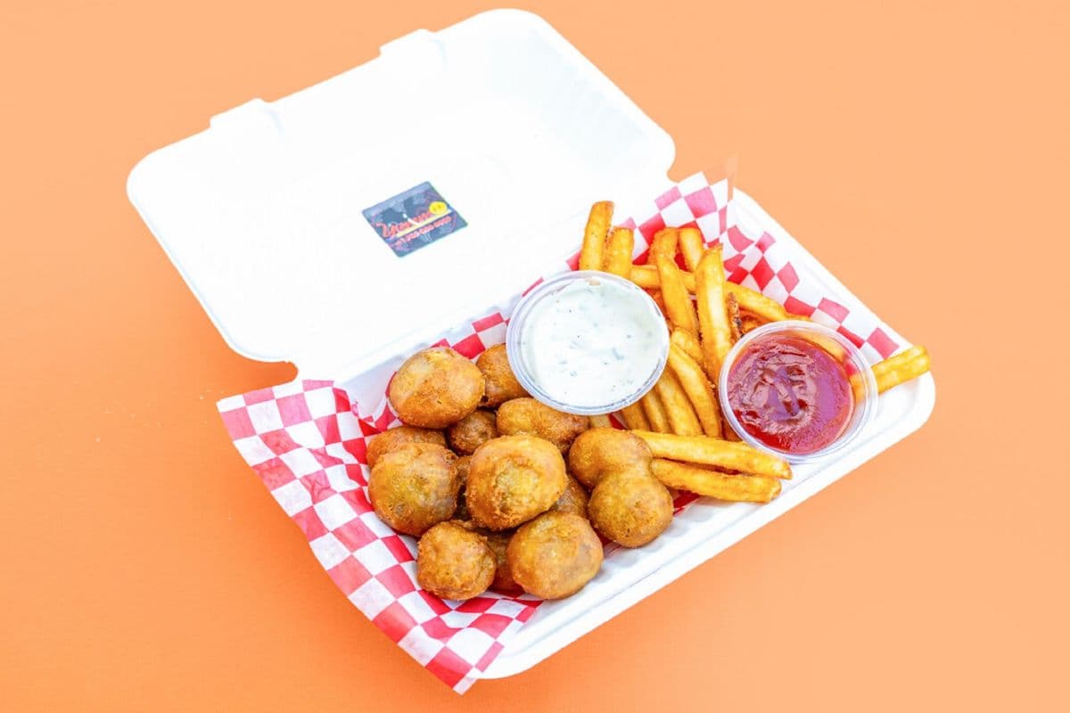 Mushroom Caps with Fries and Ranch