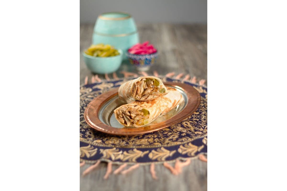 Chicken Shawarma Saj Wrap