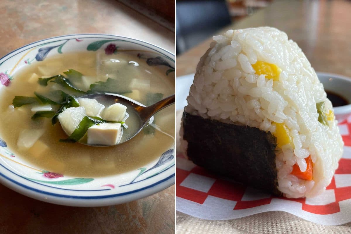Miso Soup and Onigiri Veggie Sushi Combo