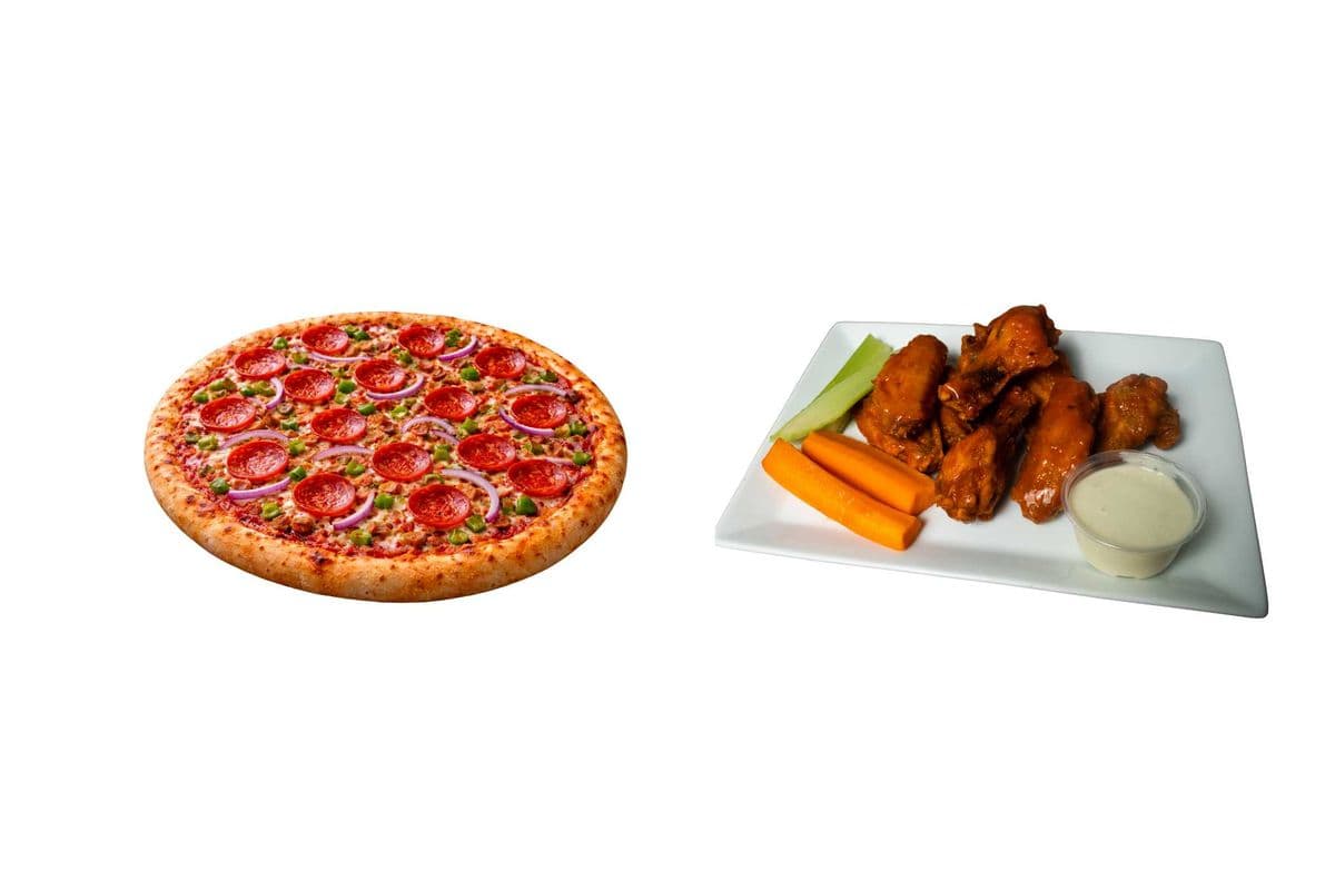 Combo # 1 (4 Slices Pizza and 1- Pounds Wings)
