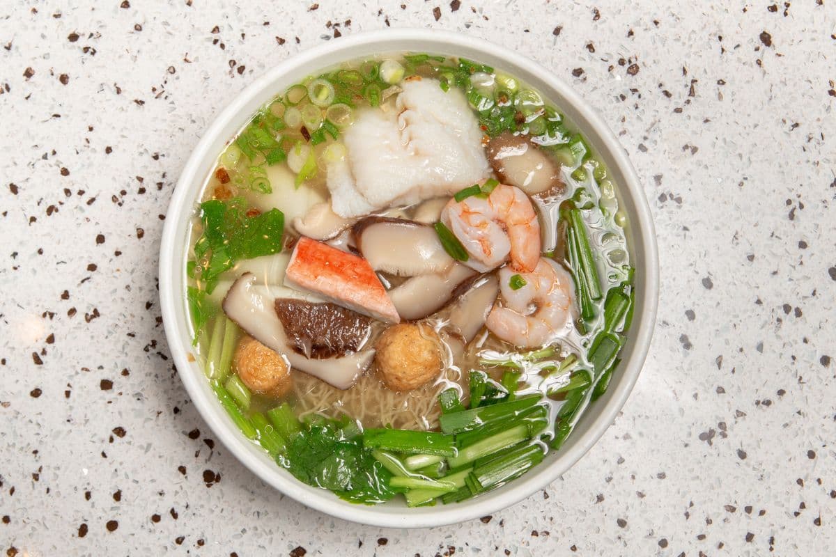 31. Seafood with Fresh Flat Rice Noodle or Egg Noodle Soup