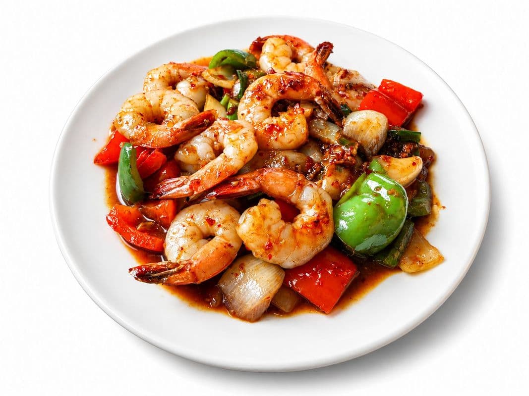 79 Goong Pad Nam Prig Pao (Chili Paste Prawns Stir-fry)