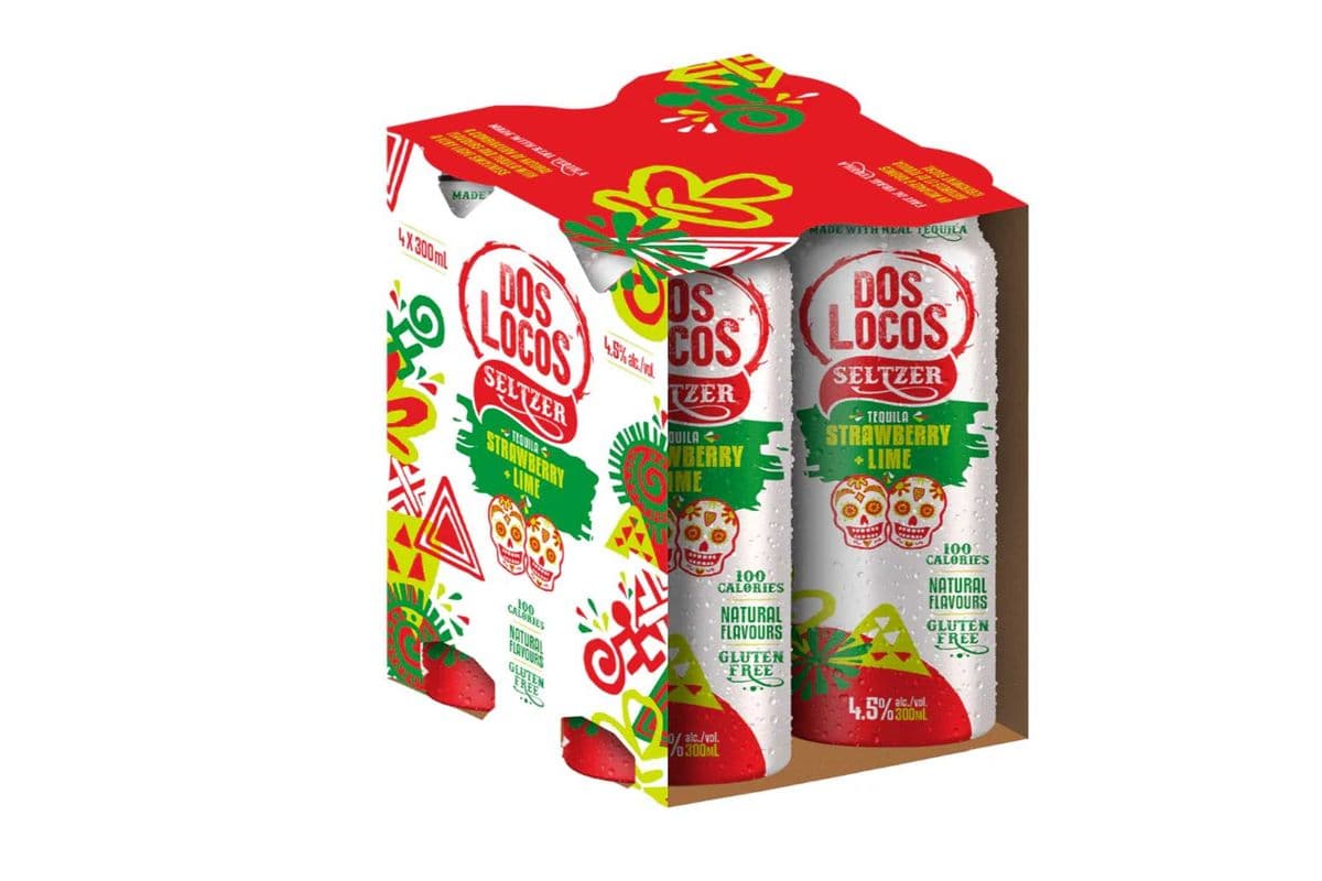 DOS LOCOS STRAWBERRY LIME TEQUILA SELTZER 4 CANS (4 x 300 ML)