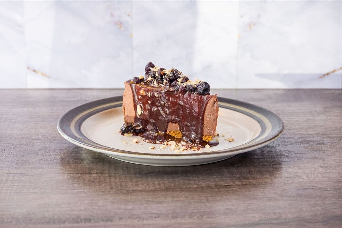 Blueberry and Hazelnut Chocolate Cheesecake
