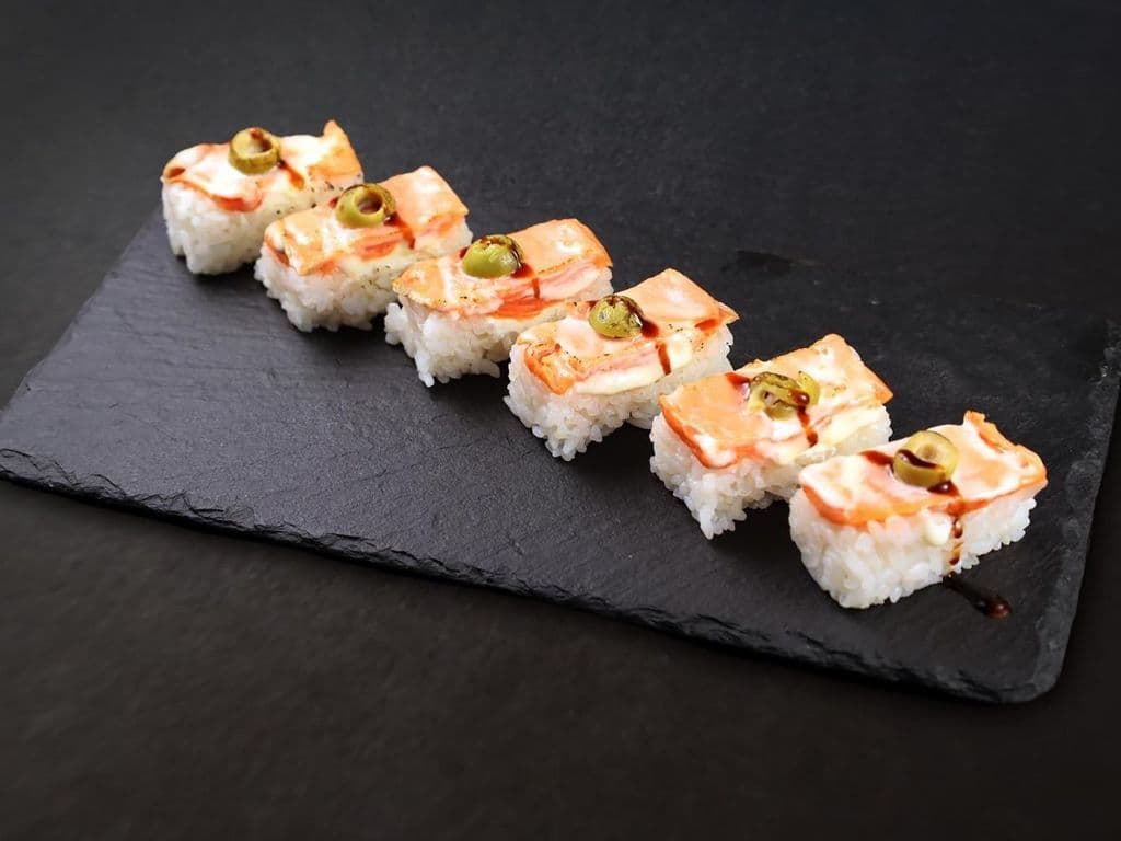 Aburi Smoked Salmon Oshi.
