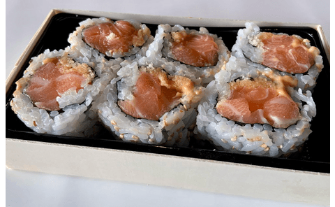 83. Spicy Salmon Crisp (6pc)